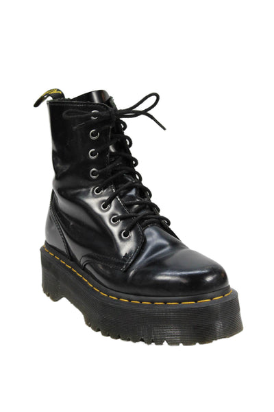 Dr. Martens Womens Side Zip Lace Up Platform Leather Combat Boots Black Size 6
