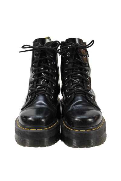 Dr. Martens Womens Side Zip Lace Up Platform Leather Combat Boots Black Size 6