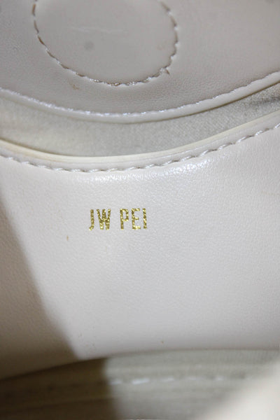 JW Pei Womens Small Ruched Top Handle Leather Shoulder Handbag White