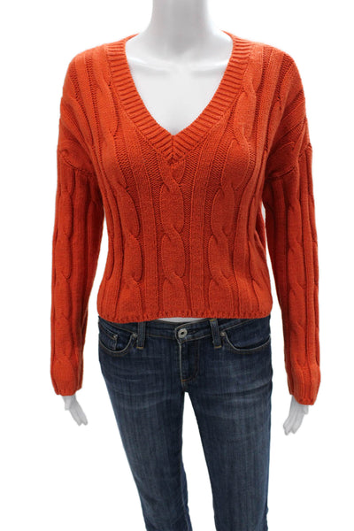 Madewell Womens Pullover Sweater Orange V-Neck Long Sleeve Size S