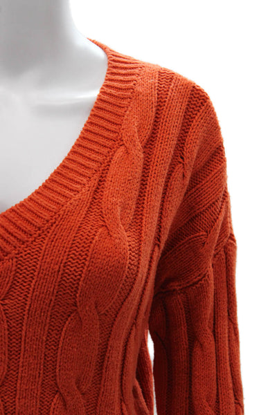 Madewell Womens Pullover Sweater Orange V-Neck Long Sleeve Size S