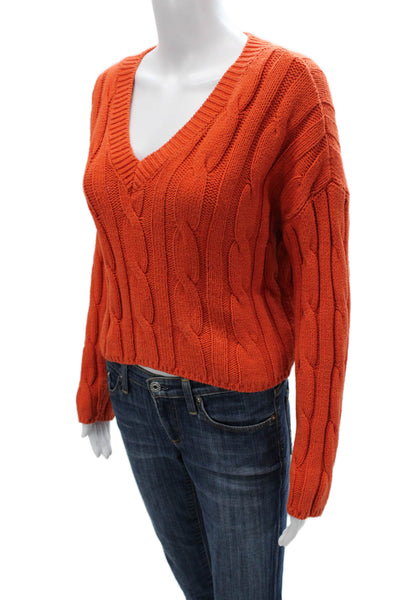 Madewell Womens Pullover Sweater Orange V-Neck Long Sleeve Size S