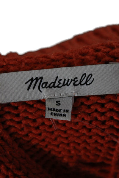 Madewell Womens Pullover Sweater Orange V-Neck Long Sleeve Size S