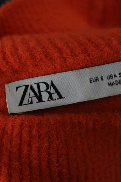 Zara Womens Turtleneck Pullover Sweater Orange Long Sleeve Size S
