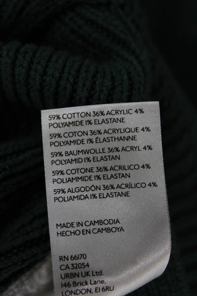 Free People Women Green Cotton Mock Neck Pullover Sweater Long Sleeve Size S