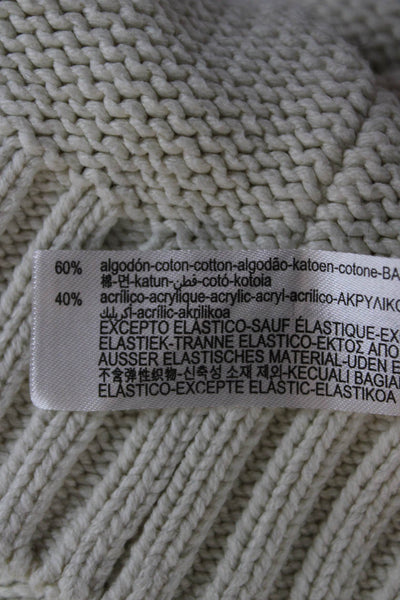 Zara Women Pullover Sweater Ivory Mock Neck Long Sleeve 60% Cotton Size S