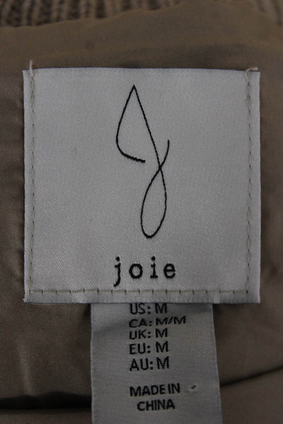 Joie Womens Beige Puffer Vest Geometric Zip Sleeveless Size M