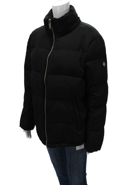 Michael Michael Kors Women Puffer Jacket Black Polyester Zip Long Sleeve Size M