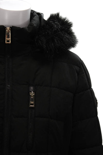 Michael Michael Kors Womens Black Quilted Puffer Jacket Polyester Zip Size L