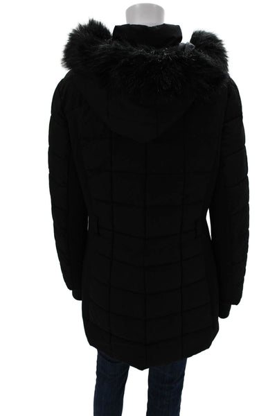 Michael Michael Kors Womens Black Quilted Puffer Jacket Polyester Zip Size L