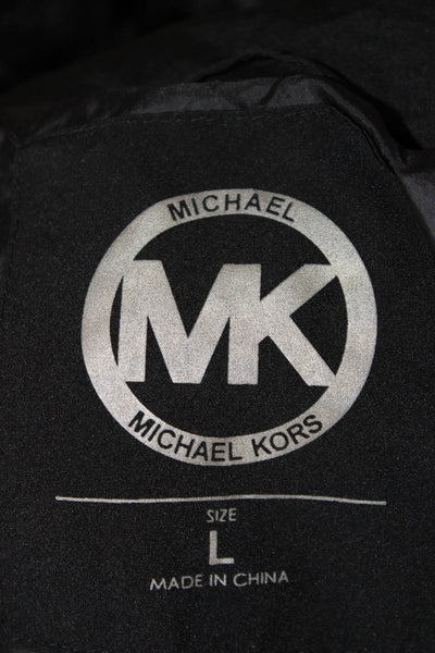Michael Michael Kors Womens Black Quilted Puffer Jacket Polyester Zip Size L