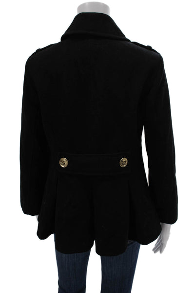 Michael Michael Kors Womens Pea Coat Black 60% Wool Button Size 6
