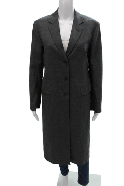 Zara Womens Gray Wool Blend Overcoat Button Closure Size L
