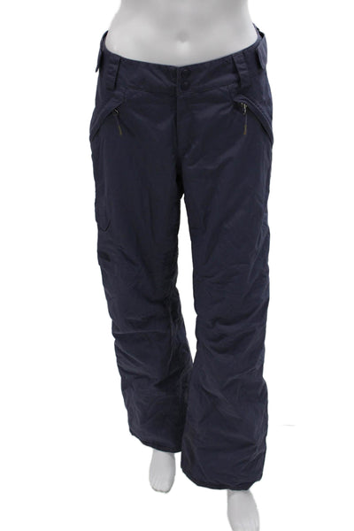 The North Face Womens Zipper Fly Straight Leg Logo Snow Pants Purple Size Medium