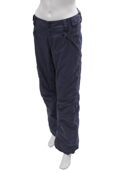 The North Face Womens Zipper Fly Straight Leg Logo Snow Pants Purple Size Medium