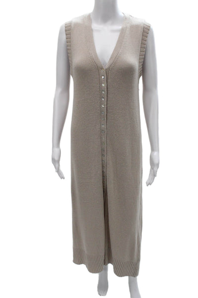 Zara Womens Sweater Dress Beige V Neck Sleeveless Midi Acrylic Size S