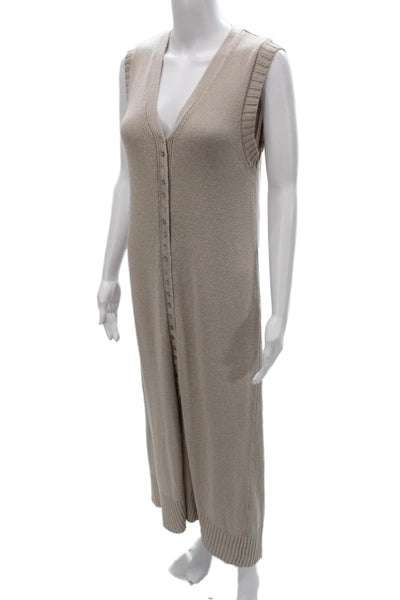 Zara Womens Sweater Dress Beige V Neck Sleeveless Midi Acrylic Size S