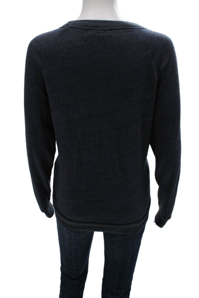 Rachel Antonoff Women Pullover Sweatshirt Blue Crew Neck Long Sleeve Size M