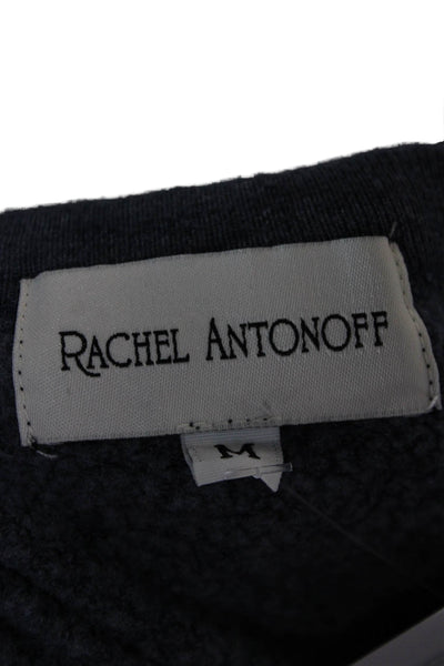 Rachel Antonoff Women Pullover Sweatshirt Blue Crew Neck Long Sleeve Size M