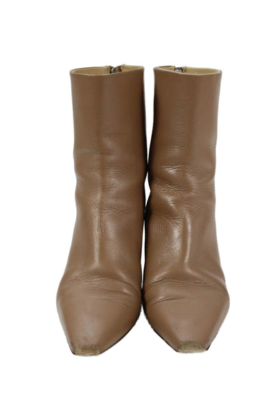 Aeyde Womens Back Zip Block Heel Square Toe Booties Brown Leather Size 39