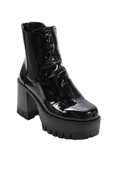 Madden Girl Womens Back Zip Block Heel Platform Booties Black Size 7.5M