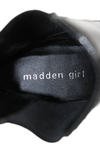 Madden Girl Womens Back Zip Block Heel Platform Booties Black Size 7.5M