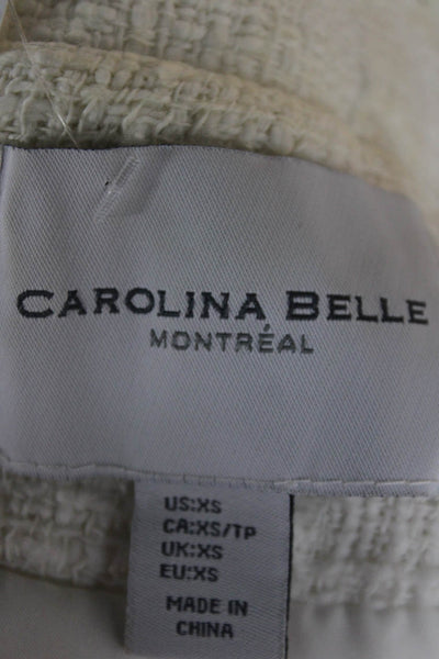 Carolina Belle Womens Biker Jacket White Cotton Long Sleeve Zip Size XS
