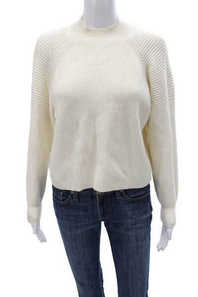 MNG Women Ivory Mock Neck Pullover Sweater Long Sleeve Size XS