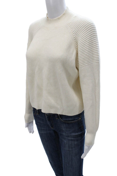 MNG Women Ivory Mock Neck Pullover Sweater Long Sleeve Size XS