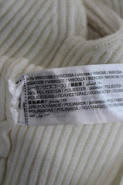 MNG Women Ivory Mock Neck Pullover Sweater Long Sleeve Size XS