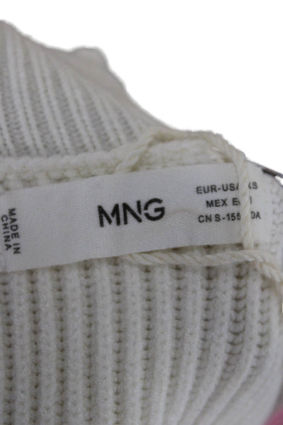 MNG Women Ivory Mock Neck Pullover Sweater Long Sleeve Size XS