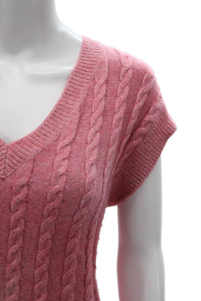 Cupcakes And Cashmere Women Pink V-Neck Sweater Vest Size M