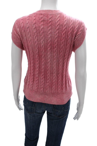 Cupcakes And Cashmere Women Pink V-Neck Sweater Vest Size M