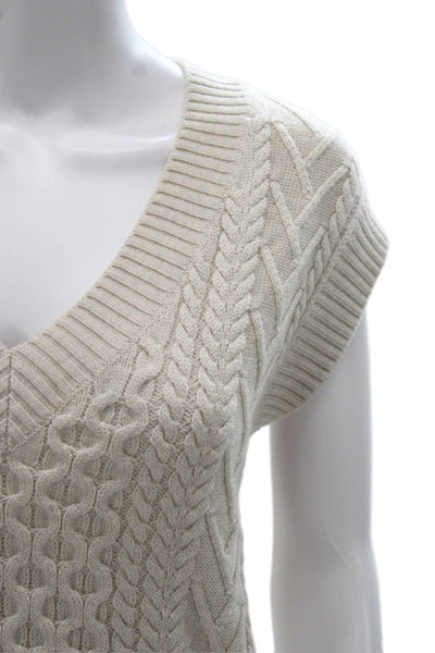 Babaton Womens Merino Wool V-Neck Sleeveless Vest Sweater Ivory Size L