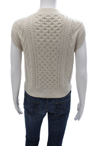Babaton Womens Merino Wool V-Neck Sleeveless Vest Sweater Ivory Size L