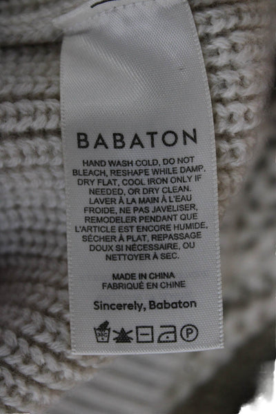 Babaton Womens Merino Wool V-Neck Sleeveless Vest Sweater Ivory Size L