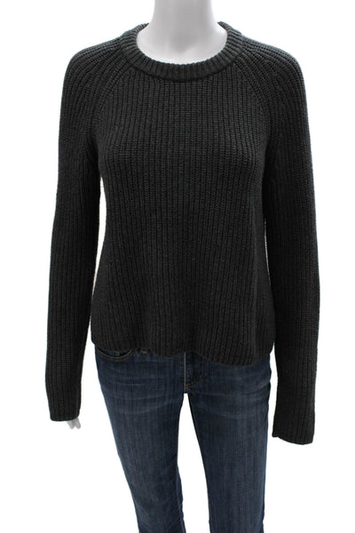 Quince Women Pullover Sweater Gray Crew Neck Long Sleeve Organic Cotton Size S