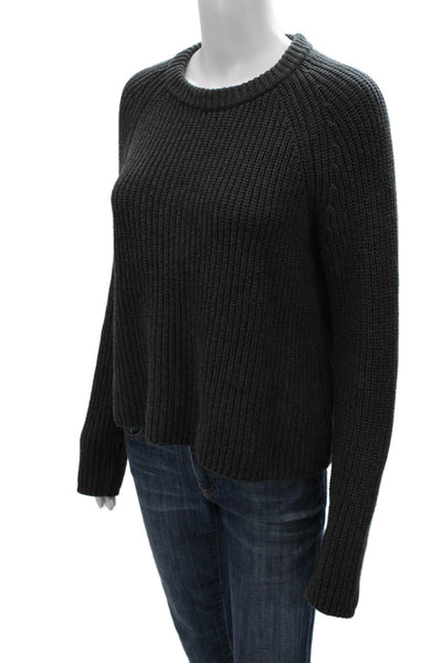 Quince Women Pullover Sweater Gray Crew Neck Long Sleeve Organic Cotton Size S
