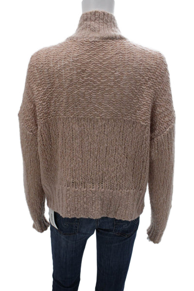 Everlane Womens Beige Henley Mock Neck Merino Wool Sweater Long Sleeve Size S