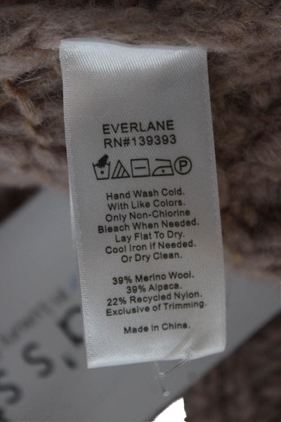 Everlane Womens Beige Henley Mock Neck Merino Wool Sweater Long Sleeve Size S
