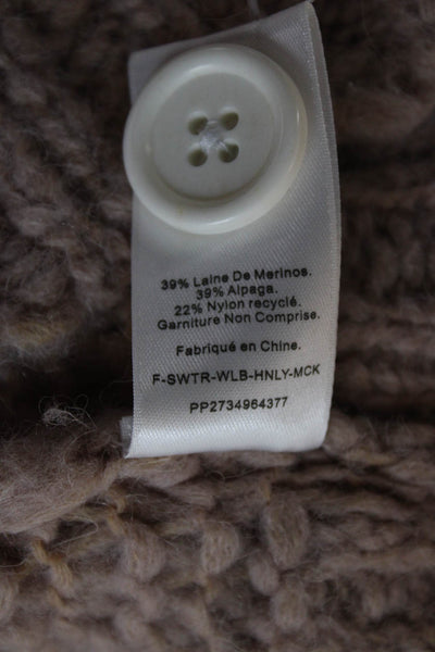 Everlane Womens Beige Henley Mock Neck Merino Wool Sweater Long Sleeve Size S