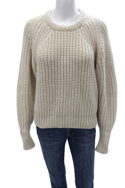 Zara Womens Pullover Sweater Crew Neck Long Sleeve Beige Size M