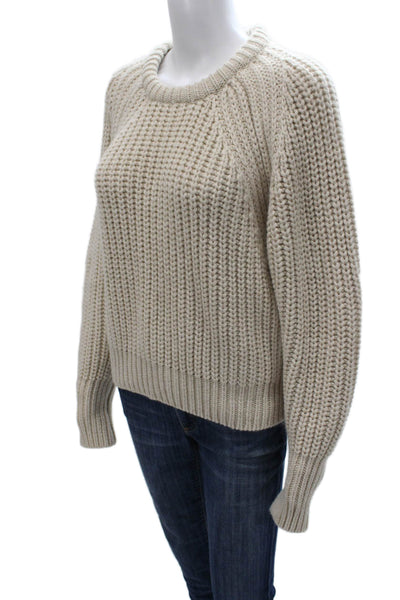 Zara Womens Pullover Sweater Crew Neck Long Sleeve Beige Size M