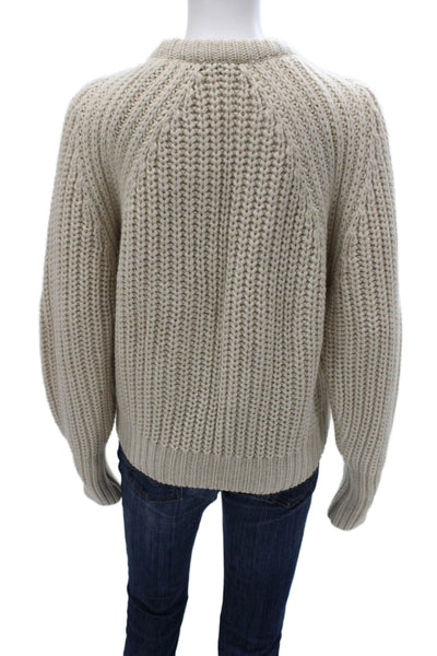 Zara Womens Pullover Sweater Crew Neck Long Sleeve Beige Size M