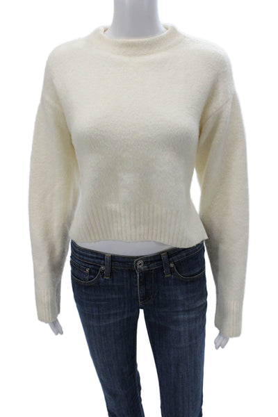 Zara Women Pullover Sweater Ivory Mock Neck Long Sleeve Size M