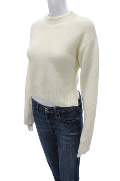 Zara Women Pullover Sweater Ivory Mock Neck Long Sleeve Size M