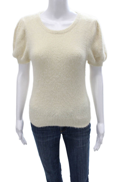 The Reeds Women Pullover Sweater Ivory Short Sleeve Round Neck Size XS