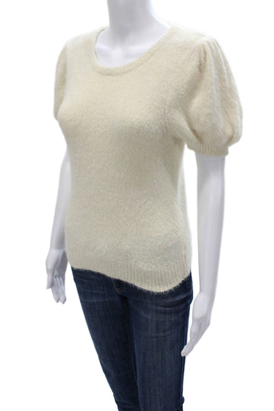 The Reeds Women Pullover Sweater Ivory Short Sleeve Round Neck Size XS