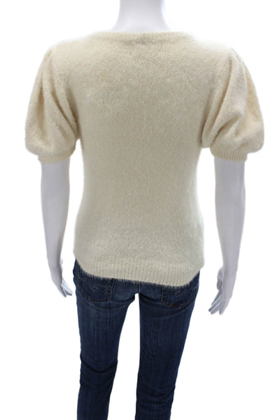 The Reeds Women Pullover Sweater Ivory Short Sleeve Round Neck Size XS