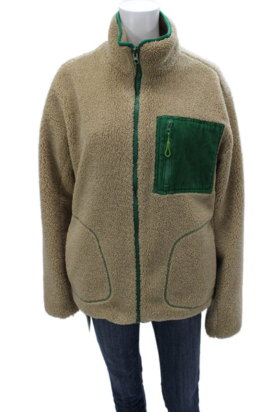 Zara Womens Basic Jacket Beige Zip Polyester Long Sleeve Size S